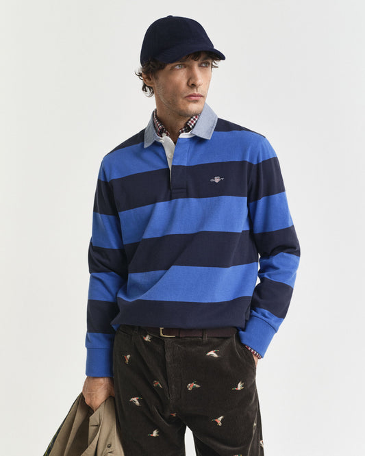Rugger mit Chambray-Kragen und Streifen